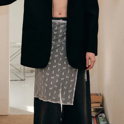 Korean Fashion Lace Skirt With Irregular Hemline - Smarsty