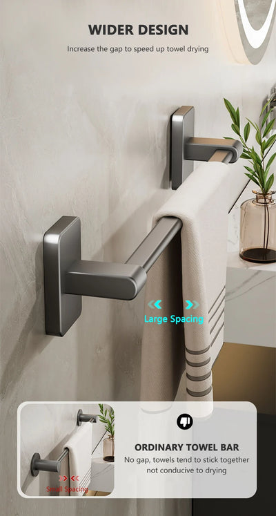Non Perforated Suction Cup Towel Rack for Bathroom Storage - Smarsty