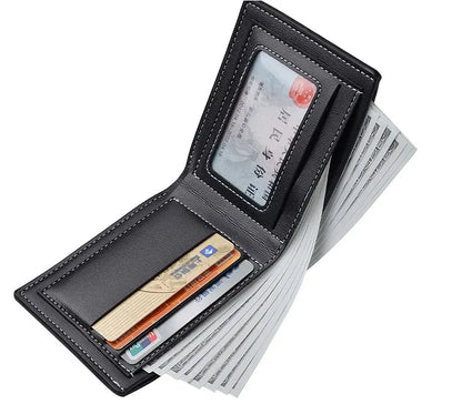 Leather Men Short Wallet Thin Style Folding Young Men Credit Card Holder Wallet - Smarsty
