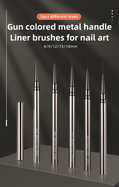 5PCS Nail Art Liner Brushes for Precision Manicure Designs - Smarsty