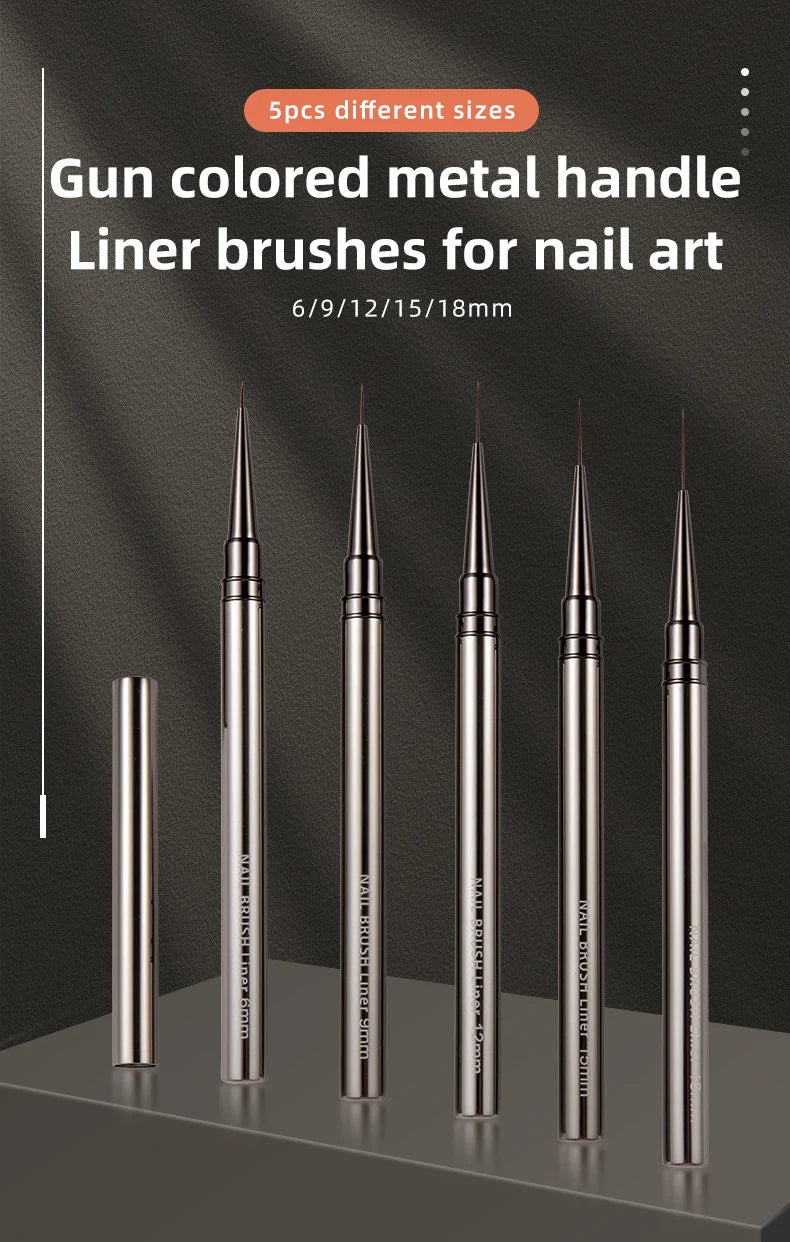5PCS Nail Art Liner Brushes for Precision Manicure Designs - Smarsty