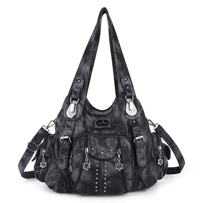 Angelkiss PU Leather Women Shoulder Bag Zipper Closure - Smarsty