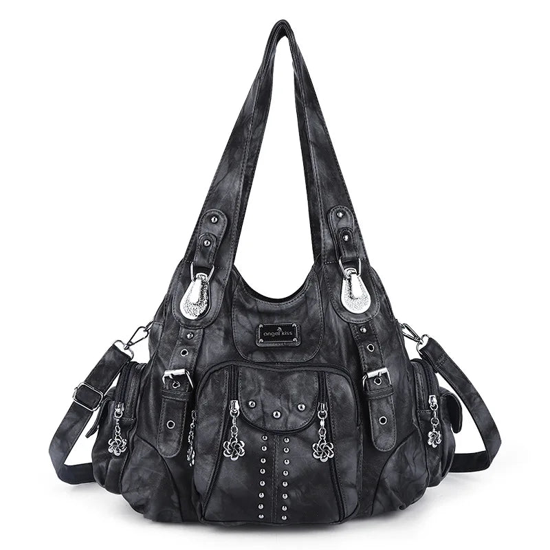 Angelkiss PU Leather Women Shoulder Bag Zipper Closure - Smarsty