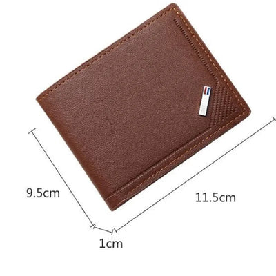 Men's Short Leather Slim Wallets Business Man Money Clip Credit Card Holder Purse Thin Minimalist Bifold Wallet - Smarsty