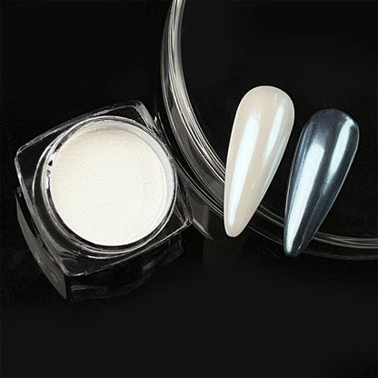 Aurora Pearl White Nail Glitter Powder for Stunning Designs - Smarsty