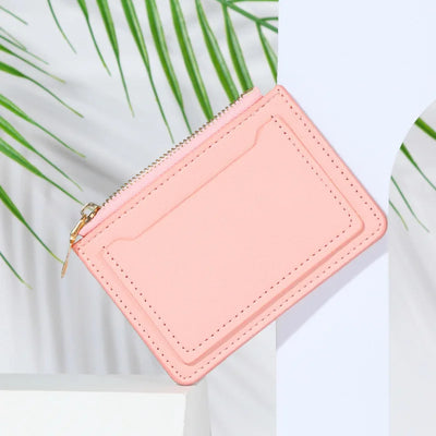 Women Wallets PU Leather Female Purse Mini Hasp Solid Multi-Cards Holder Coin Short Wallets Slim Small Wallet Zipper Hasp - Smarsty