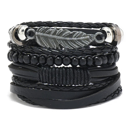 Men’s Leather Braided Bracelets Vintage Ethnic Wristband - Smarsty