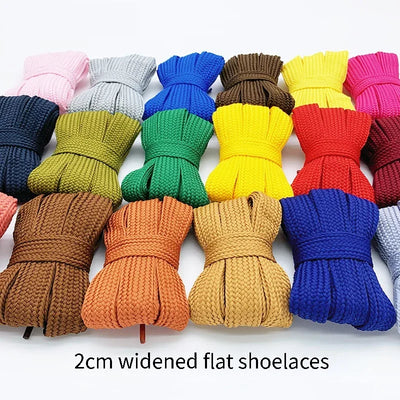 2cm Wider Flat Shoelaces New Casual Sneakers Laces for Shoes Fashion Rope Shoelace 100/120/140/160CM Shoes Accessories 1Pair - Smarsty