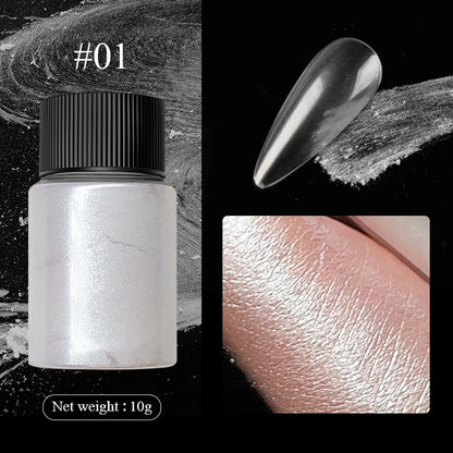 Aurora Pearl White Nail Glitter Powder for Stunning Designs - Smarsty