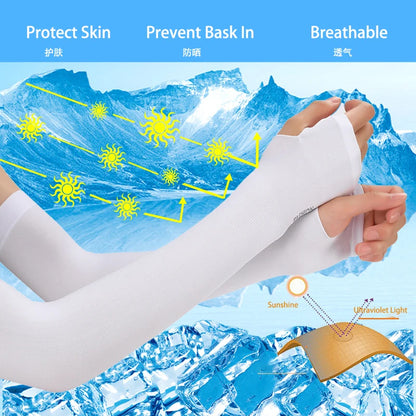 Anti UV Arm Covers Fingerless Gloves Cooling Elastic Sleeves - Smarsty