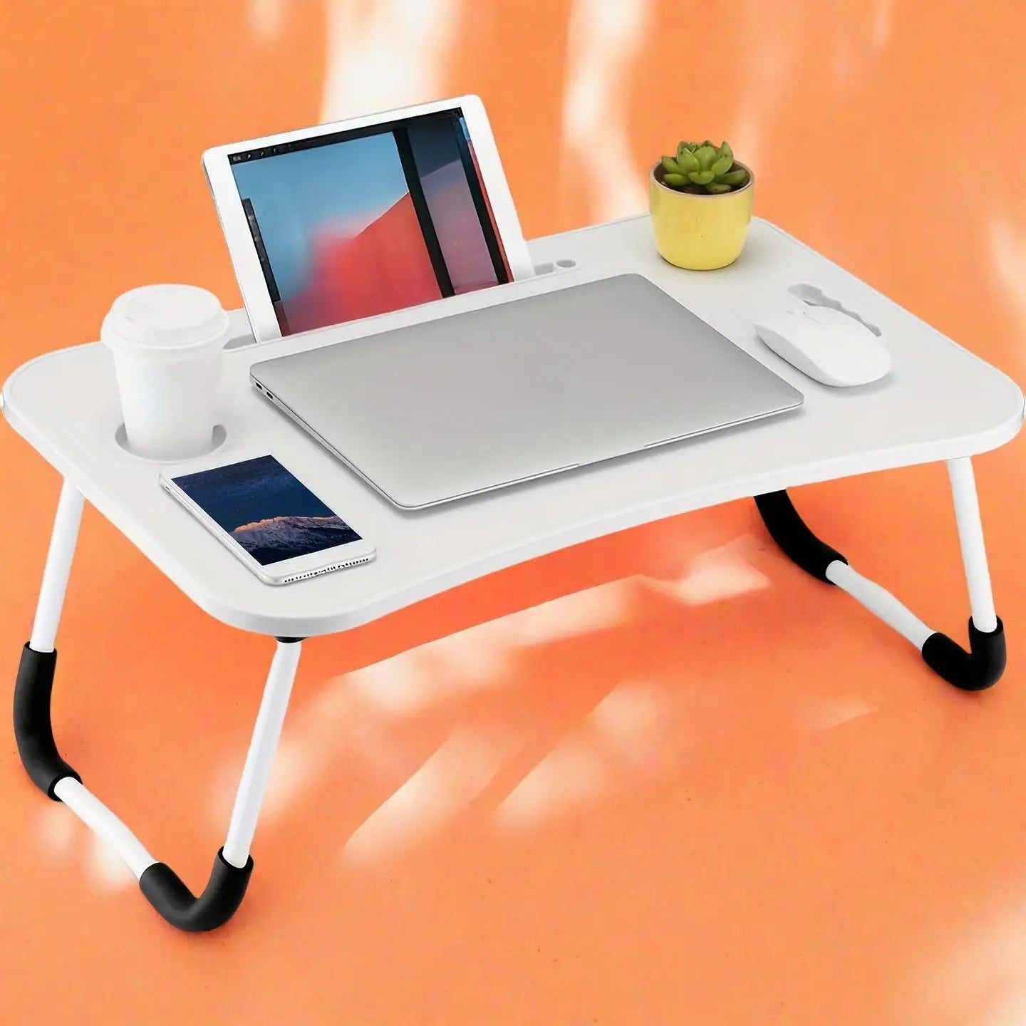 Portable Laptop Bed Desk - Foldable Table Computer Desk - With Cup Holder and Drawer - Suitable for Use on Beds Sofas or Floors