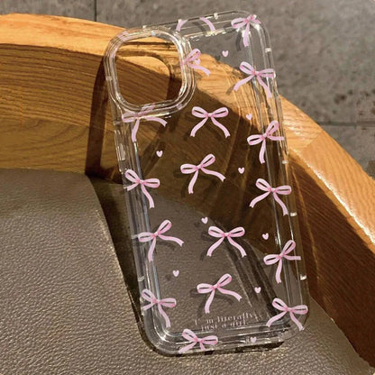Pink Heart Bow iPhone Case Soft Clear Shockproof Protection - Smarsty