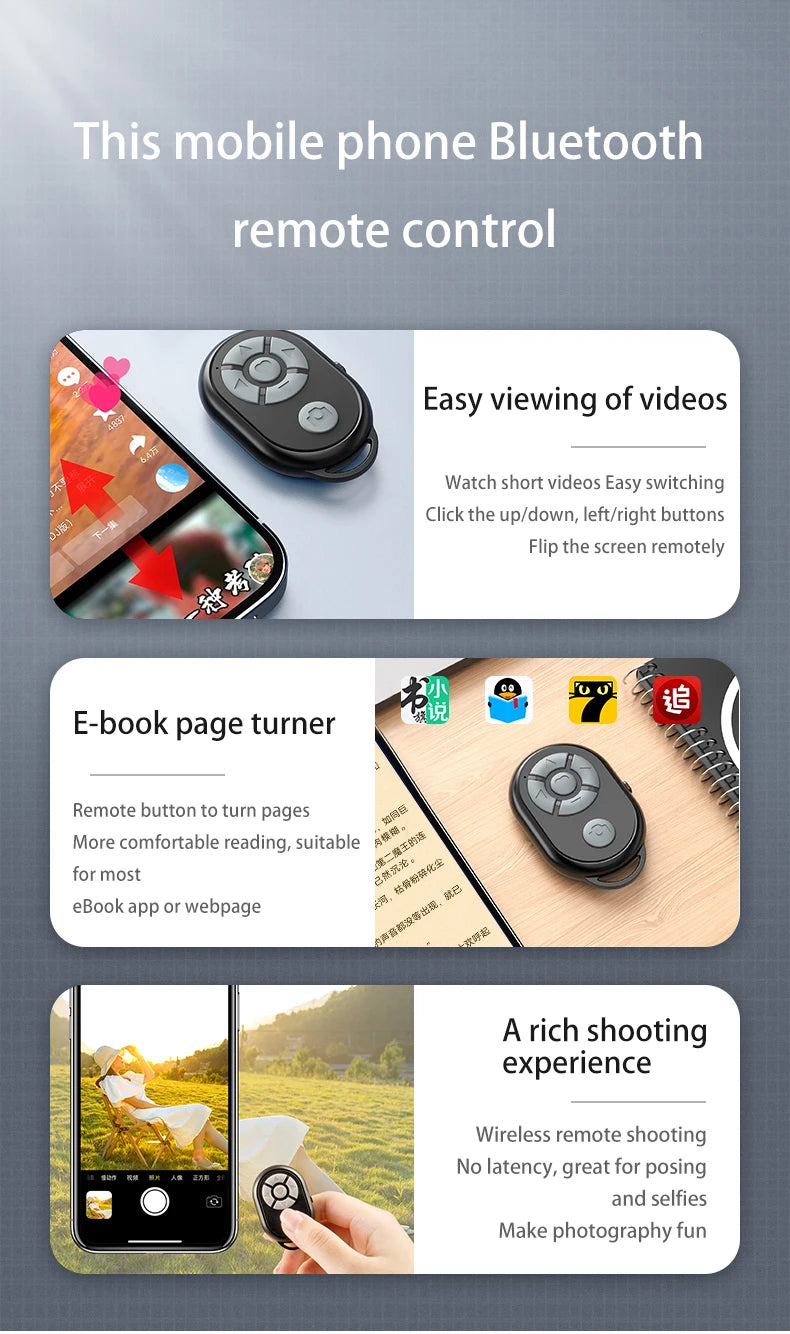 Bluetooth Selfie Stick Remote for iPhone and Android - Smarsty
