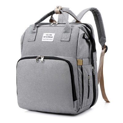 Fashionable Mommy Bag Folding Baby Bed Mother Large Capacity Portable Milk Bottle Diaper Double Shoulder Mom's Bag by Smarsty