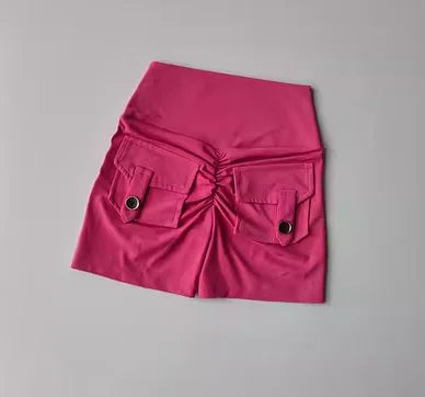 Nude High Waist Peach Hip Seamless Fitness Shorts with Pockets Women's Tight Sports Running Training Dance Hip Lifting Pants - Smarsty