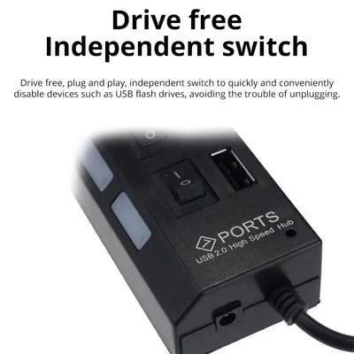 Seven Port USB 2 0 Hub With Built In Current Protection - Smarsty