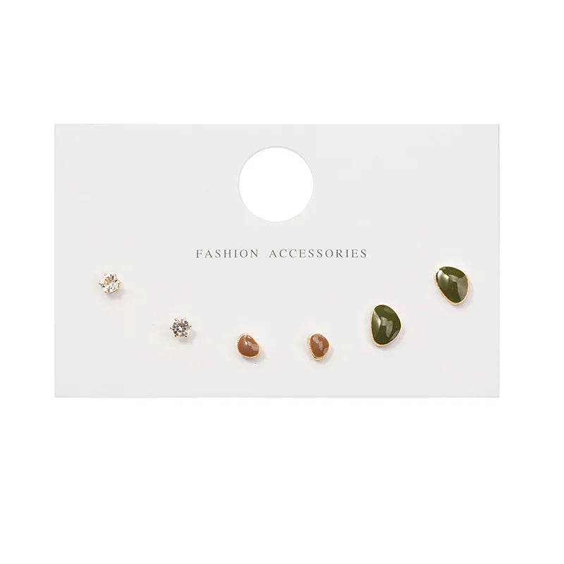 4 Pair Silver Heart Stud Earrings Set Cute Gift Everyday - Smarsty