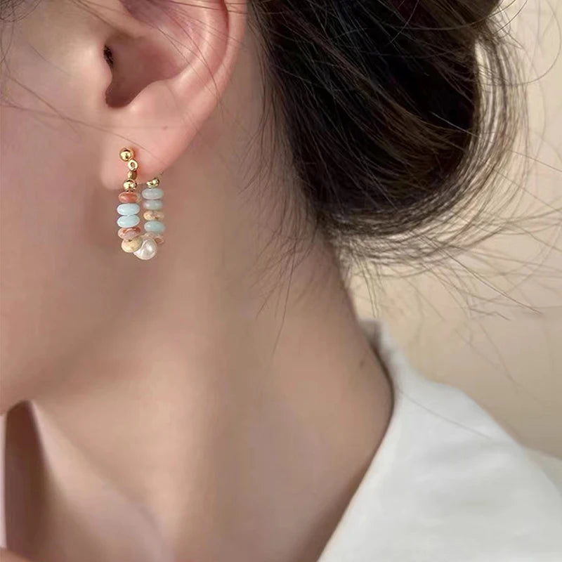 Pearl Pendant Earrings Beaded Natural Stone For Women - Smarsty