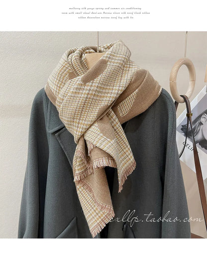 Double Side Cashmere Scarf Warm Thickened Winter Wrap - Smarsty