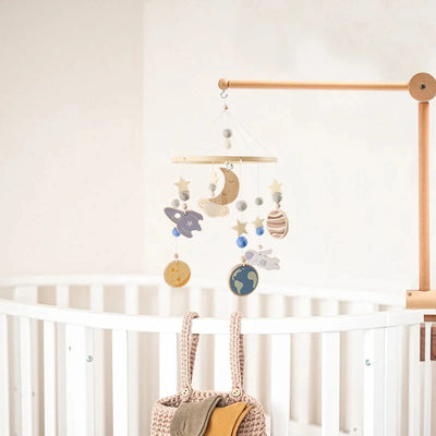 Baby Crib Mobile Rattle Toy For 0-12 Months Cartoon Felt Forest Animal Bed Bell Hanging Wooden Bracket Mobile Newbaby Rattle Toy by Smarsty