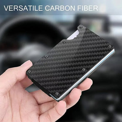 Carbon Fiber Metal Minimalist Slim Credit Card Holder Wallet Carteira for Men Cartera Tarjetero Hombre RFID Bank Cardholder Case