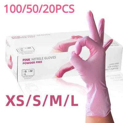 100/50/20PCS Light Pink Disposable Nitrile Gloves Waterproof Anti-static Durable Light Pink Gloves For Kitchen Cooking Tools - Smarsty