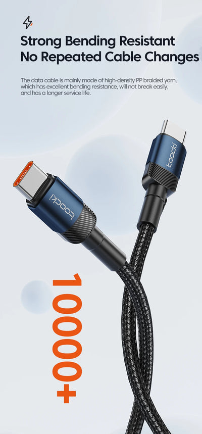 Toocki 60W/100W Type C to USB C Cable PD 3.0 Quick Charge Fast Charging Type C to Type C For Huawei Xiaomi Samsung Laptop - Smarsty