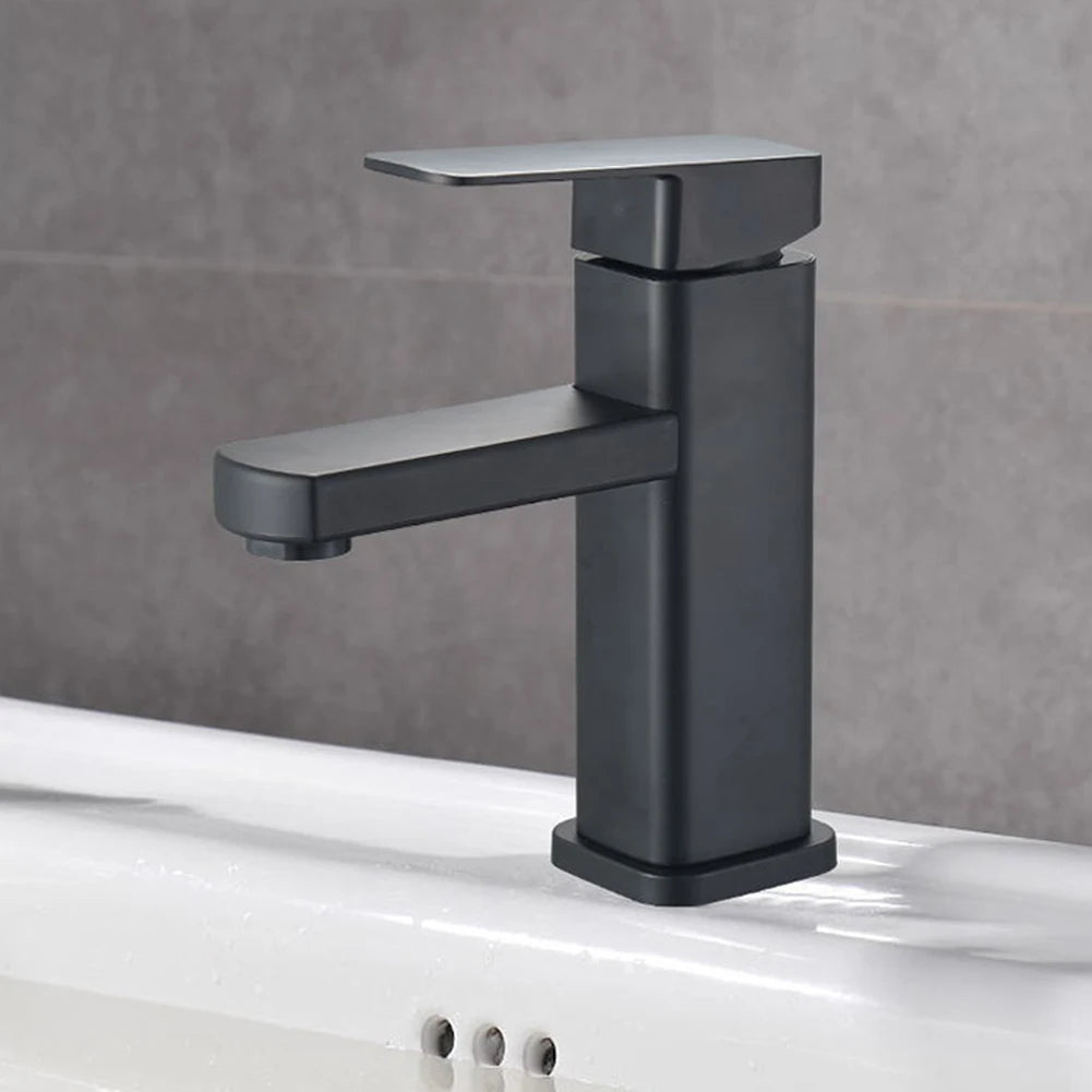 Black Chrome Bathroom Faucet with Hot and Cold Mixer - Smarsty