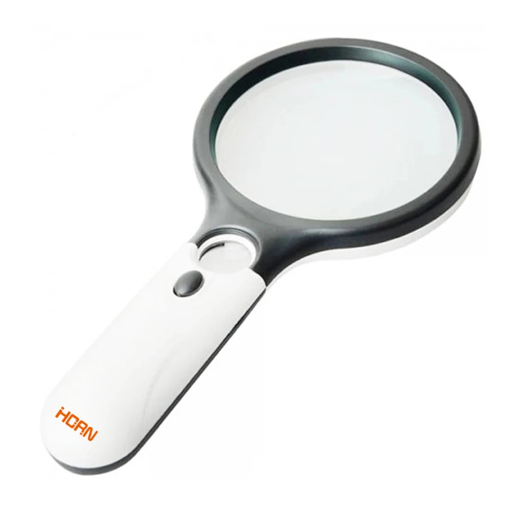 White Magnifying Glass Handheld 45X Magnifier With 3 LED Light For Reading Magnifying Glass Jewelry Loupe - Smarsty