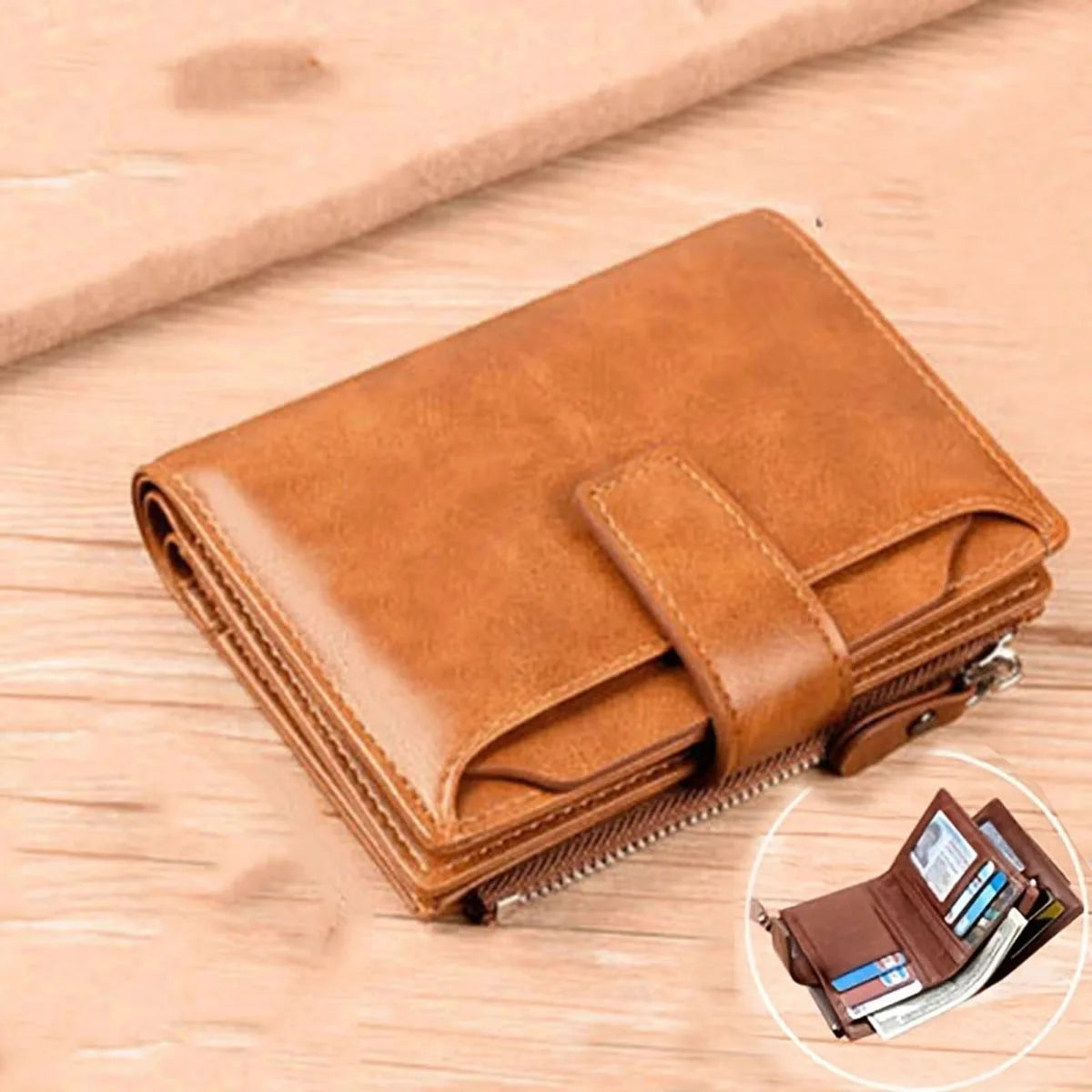 Men's Coin Purse Wallet RFID Anti-theft Man Leather Wallet Zipper Business Card Holder Money Bag Wallet Male - Smarsty