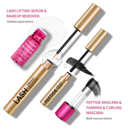 Lash & Brow Set Eyebrow Eyelash Growth Serum Peptide Mascara Eyelash Eyebrow Longer Fuller Thicker Curling Lash Eye Care Makeup