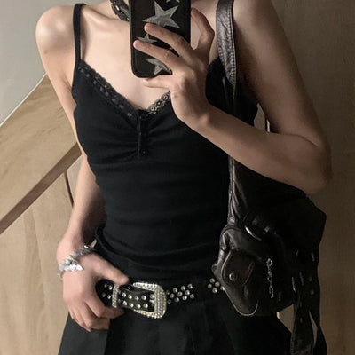 GIDYQ Summer Lace Women Camis Korean Fashion Streetwear Sexy Crop Tops Harajuku Casual Female All Match Tanks New - Smarsty