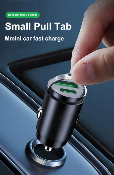 200W mini car charger fast charging for iPhone QC3.0 mini PD USB Type C car mobile phone charger for Xiaomi Samsung Huawei - Smarsty