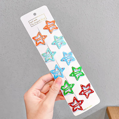 Cute Colorful Star Hair Clips Set for Girls - Smarsty