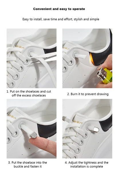 Flat Elastic Shoe Laces Sneakers No Tie Shoelaces for Shoes Tennis Quick Shoelace Clips Without Ties Shoe Accessories Kids Adult - Smarsty