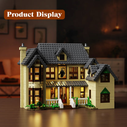 Scream Ghostface House House Building Blocks Set with LED Light,Halloween Decoration Gift for Adults Horror Film Fans(1275Pcs)