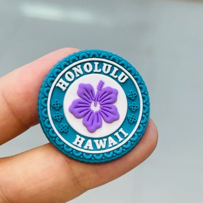 1pcs PVC Hawaii Summer Vibes Surf Sun Sand Aloha Coconut Turtle Shoe Charms Slippers Shoe Decoration Buckle Clog DIY Wristbands - Smarsty