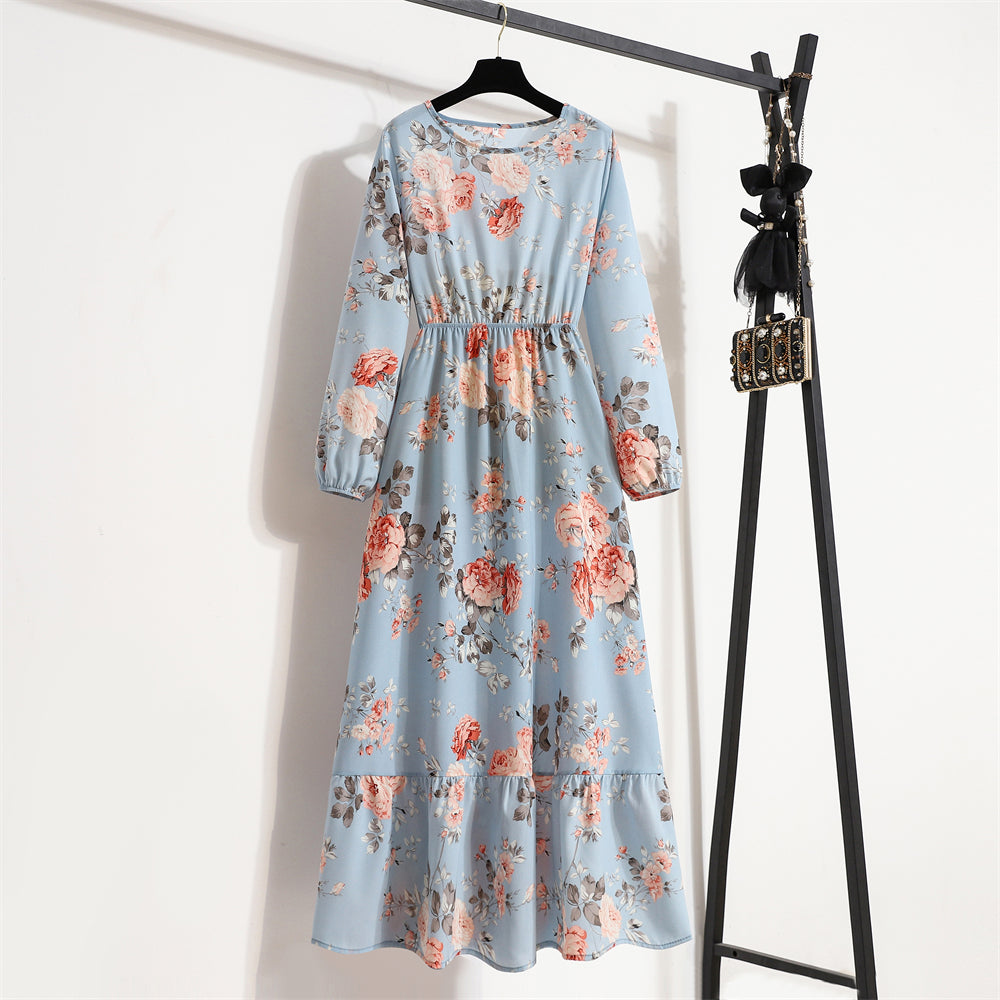 2023 Sping Summer Bohemian Women Maxi Dress Casual Long Sleeve High Waist Beach Woman Chiffon Dresses Floral Vestidoes Mujer New - Smarsty