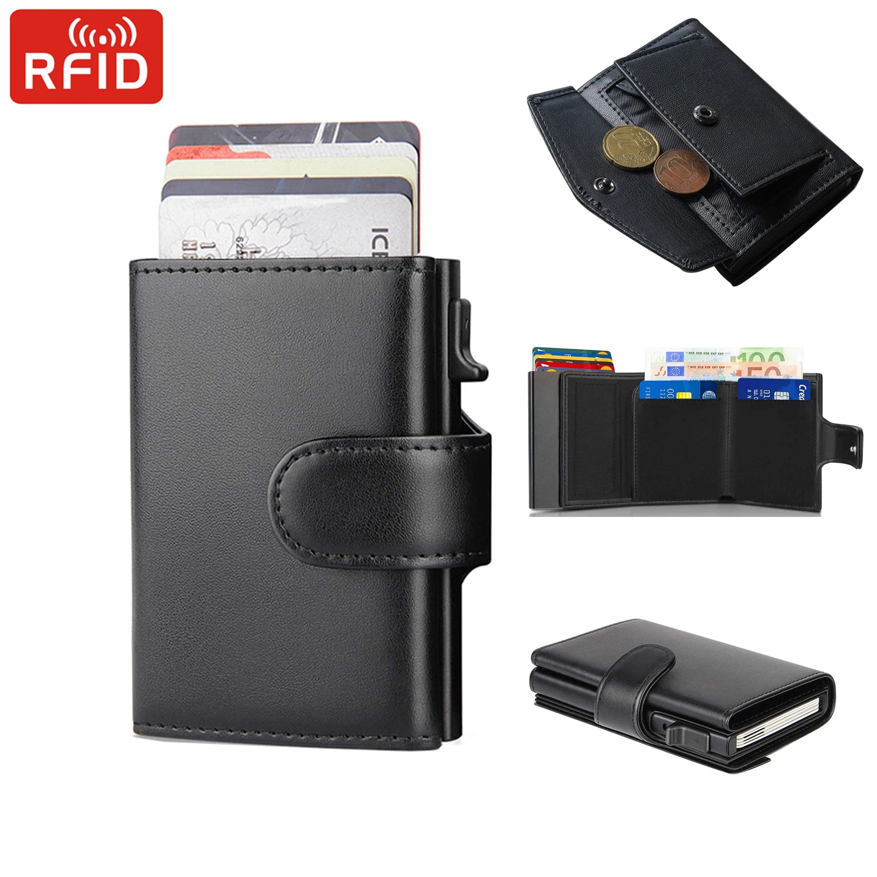 Rfid Microfiber Leather Men Wallets Fashion Card Holder Trifold Wallet Money Bags Smart Slim Thin Coin Pocket Wallet Purse - Smarsty