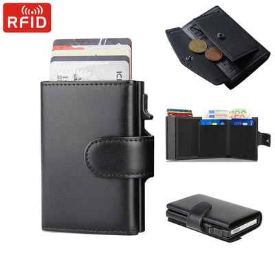 Rfid Microfiber Leather Men Wallets Fashion Card Holder Trifold Wallet Money Bags Smart Slim Thin Coin Pocket Wallet Purse - Smarsty