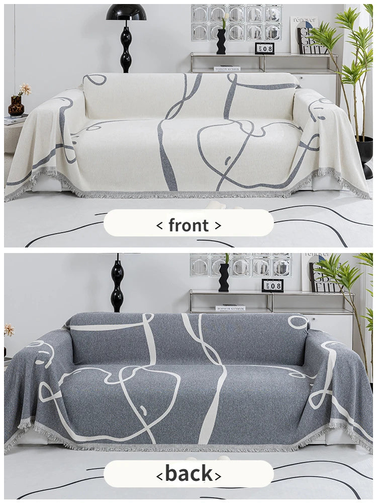Black Chenille Sofa Cover for Dust Protection - Smarsty