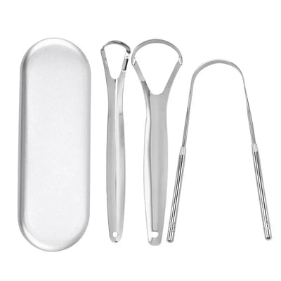 Premium 1pcs/3pcs Metal Tongue Scraper Cleaner for Adults & Kids Portable Stainless Steel Tongue Scrapers Brushes for Removing - Smarsty
