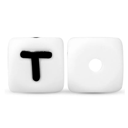 50Pcs Silicone Alphabet Beads White DIY Jewelry Making - Smarsty