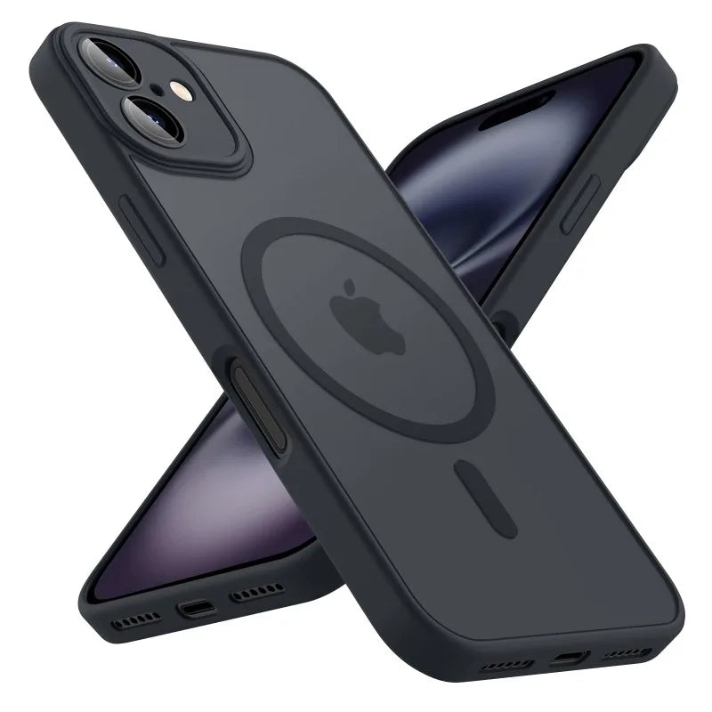 Luxury Frosted Phone Case For iPhone 16 15 14 13 12 11 Pro Max Plus 17 Air For Magsafe Matte Transparent Magnetic Cover - Smarsty