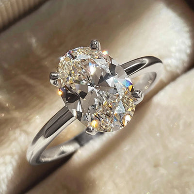 925 Sterling Silve 1-8CT Zircon Gorgeous Shiny Oval Stone Ring For Women Engagement Wedding Luxury High Quality Fine Jewelry - Smarsty