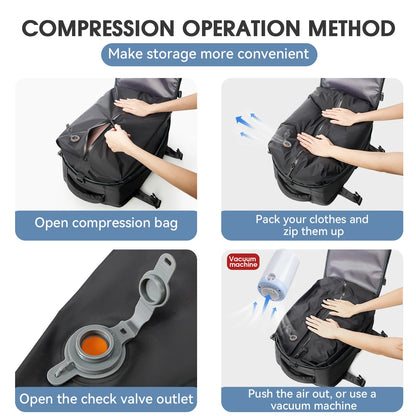 Vacuum Backpack Travel Bag for Men Large Capacity Backpack Business Laptop Backpack Women Men Expandable Backpack School Bag - Smarsty