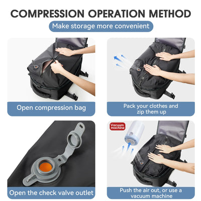 Vacuum Backpack Travel Bag for Men Large Capacity Backpack Business Laptop Backpack Women Men Expandable Backpack School Bag - Smarsty