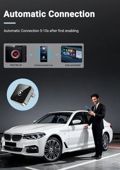 New Super Mini Carplay AI Box Wired to Wireless CarPlay/Android Auto 2in1 Box 5GHz WiFi5 for 99% Original Wired CarPlay/Auto Car - Smarsty