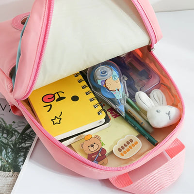 Plush 3D Rabbit Backpack For Kids Cute Bow Tie Design - Smarsty
