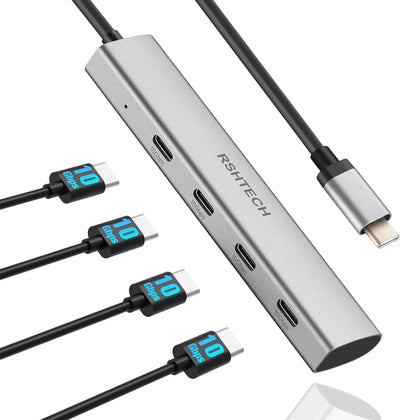 USB C Hub 4 Port Aluminum Gen2 Data Dongle Portable - Smarsty